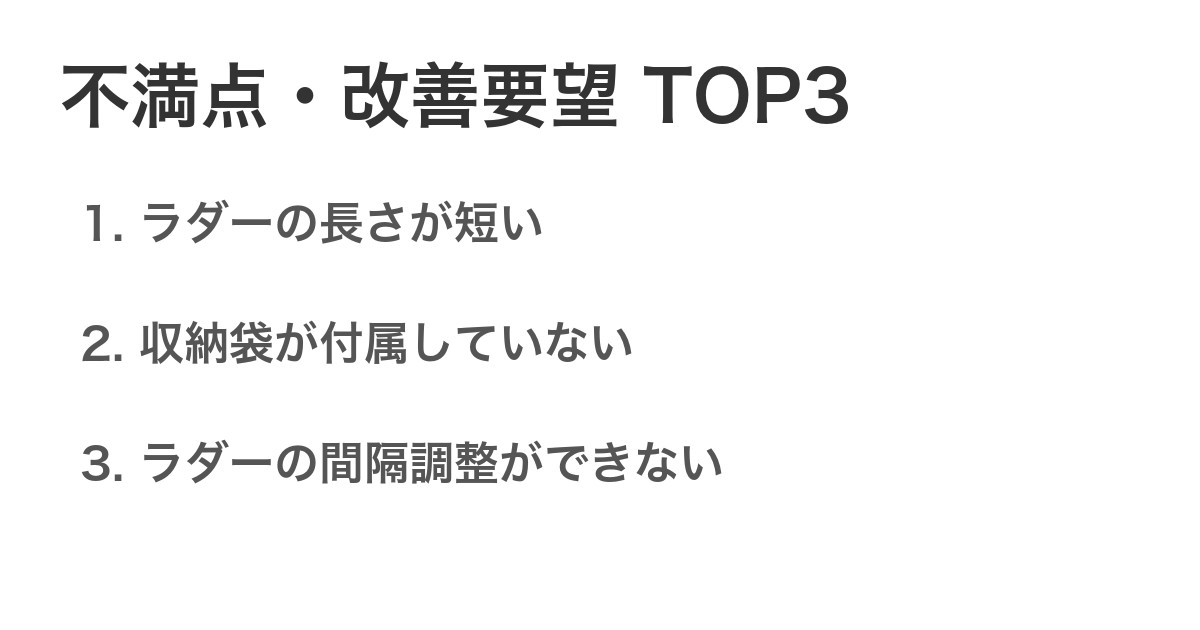 不満点・改善要望TOP3