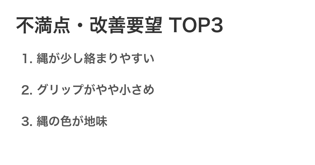 不満点・改善要望TOP3
