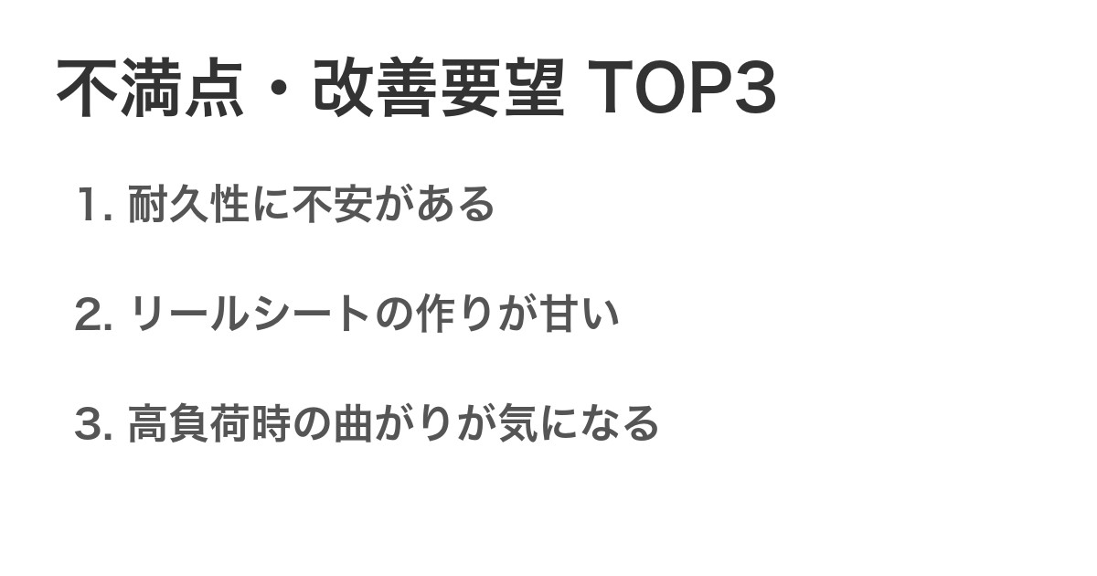 不満点・改善要望TOP3