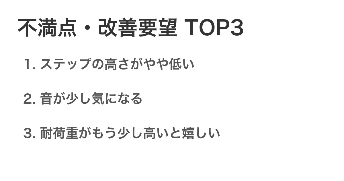 不満点・改善要望TOP3