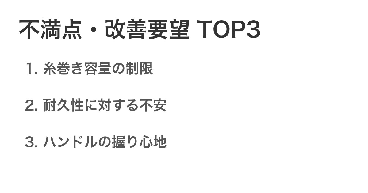 不満点・改善要望TOP3