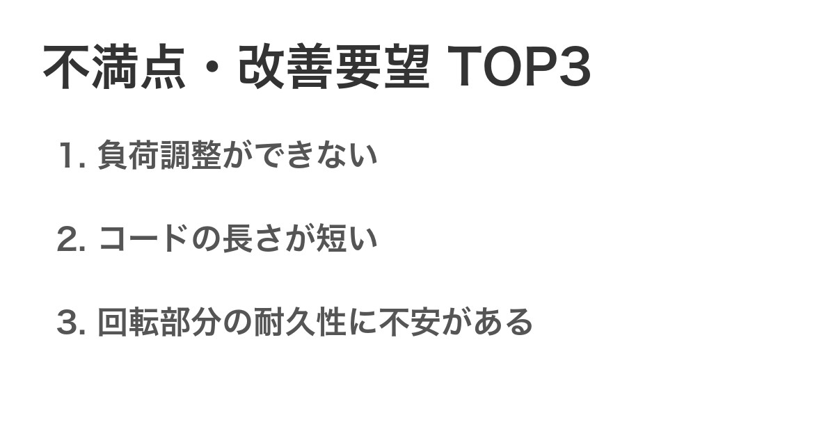 不満点・改善要望TOP3