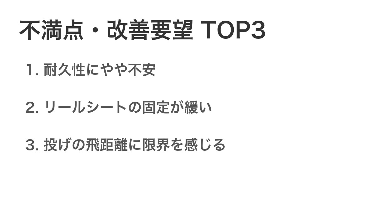 不満点・改善要望TOP3