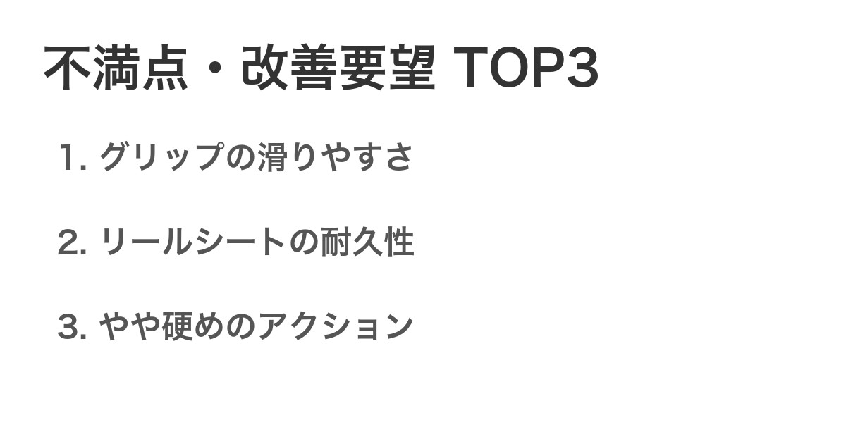 不満点・改善要望TOP3