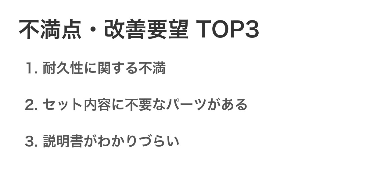 不満点・改善要望TOP3