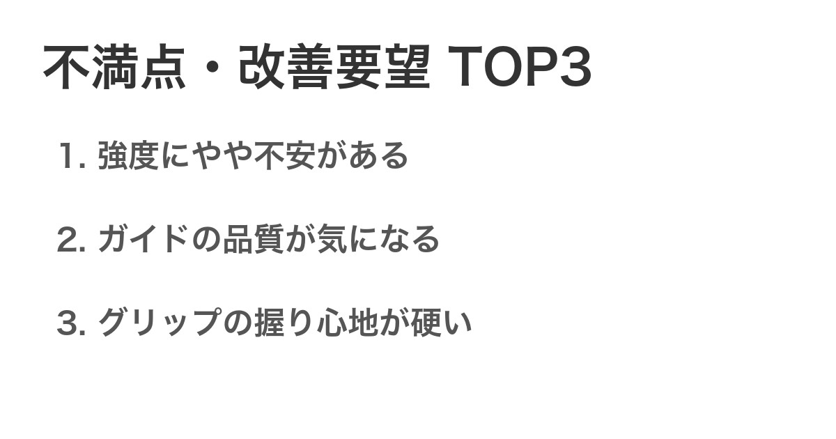 不満点・改善要望TOP3