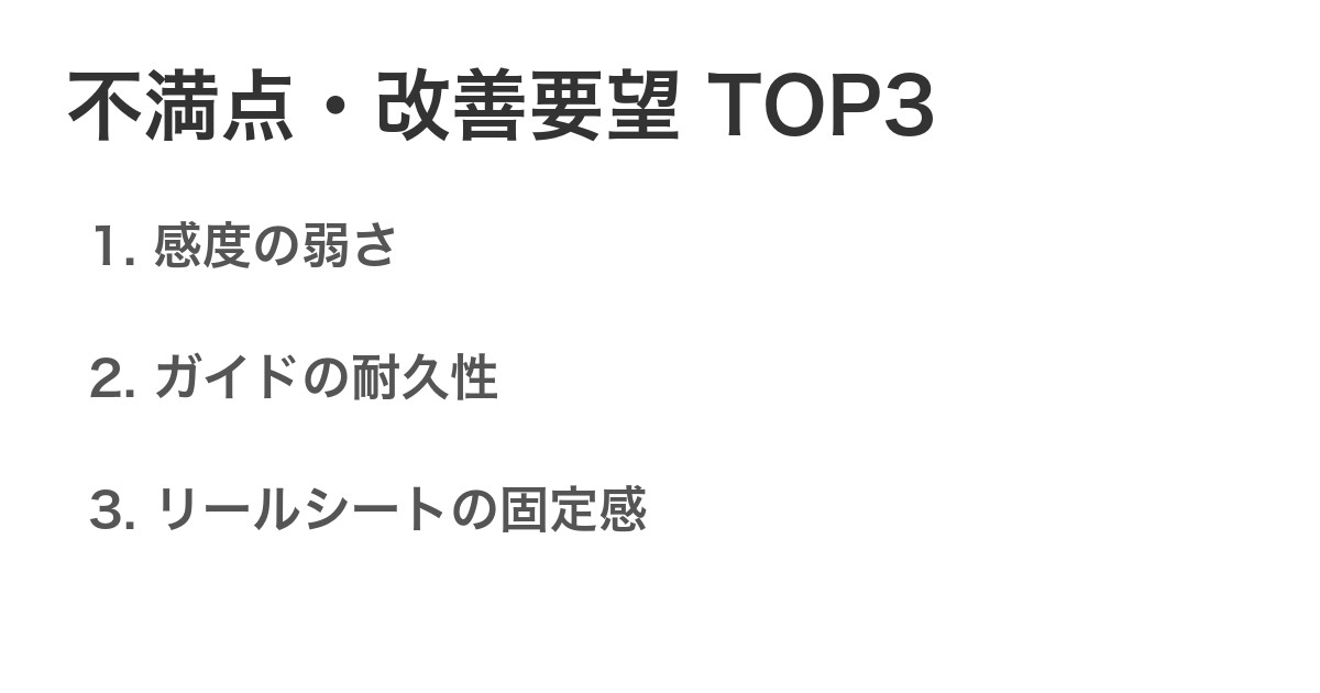 不満点・改善要望TOP3
