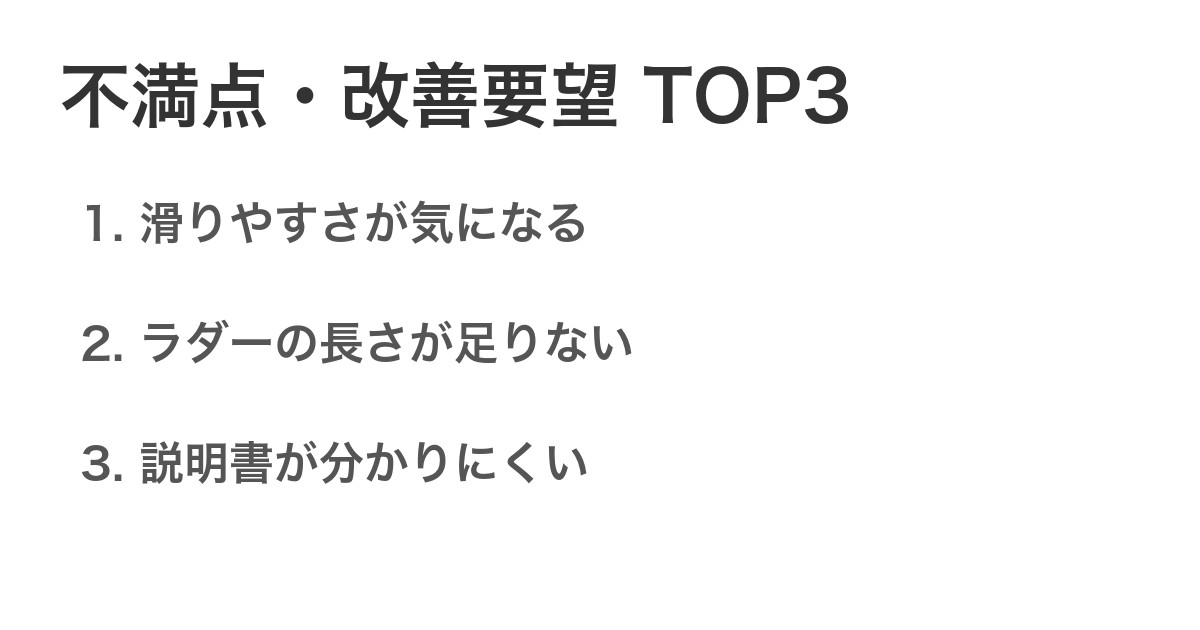 不満点・改善要望TOP3