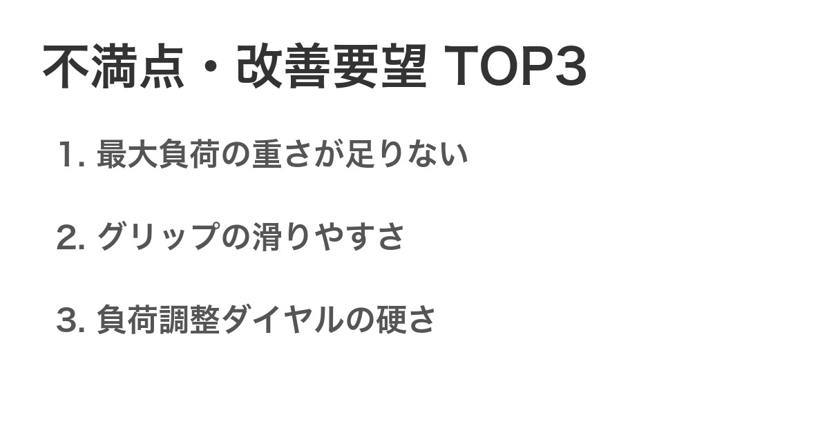 不満点・改善要望TOP3