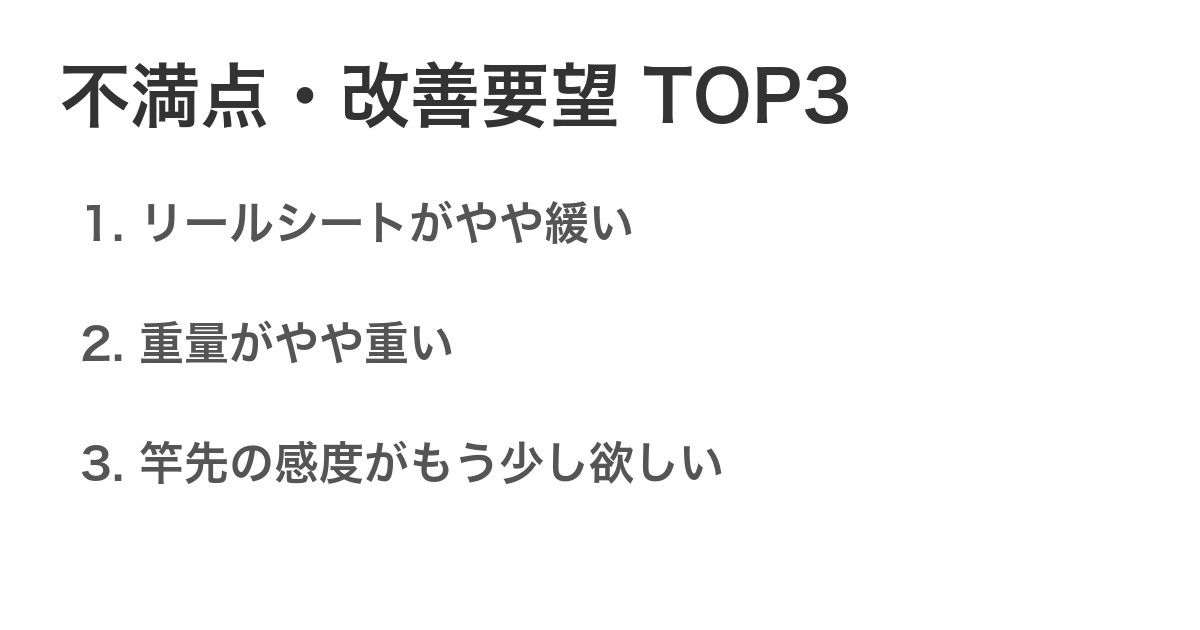 不満点・改善要望TOP3