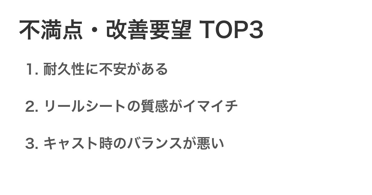 不満点・改善要望TOP3