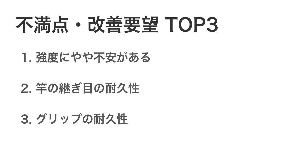 不満点・改善要望TOP3