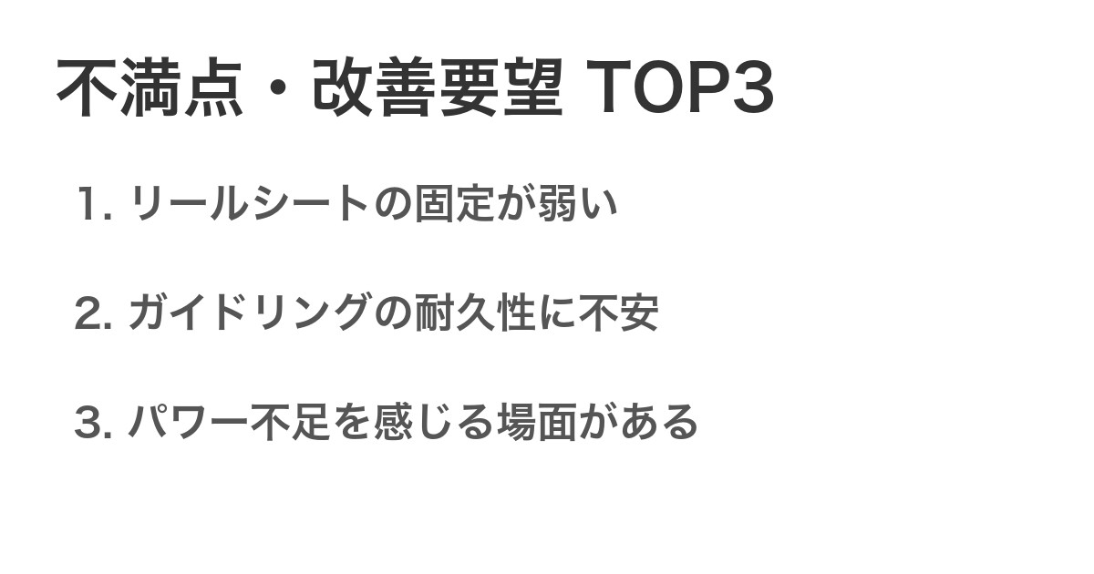 不満点・改善要望TOP3