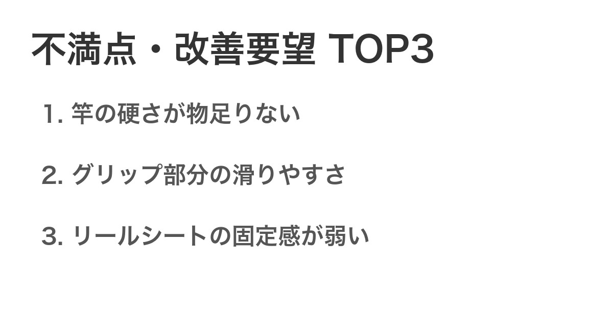 不満点・改善要望TOP3