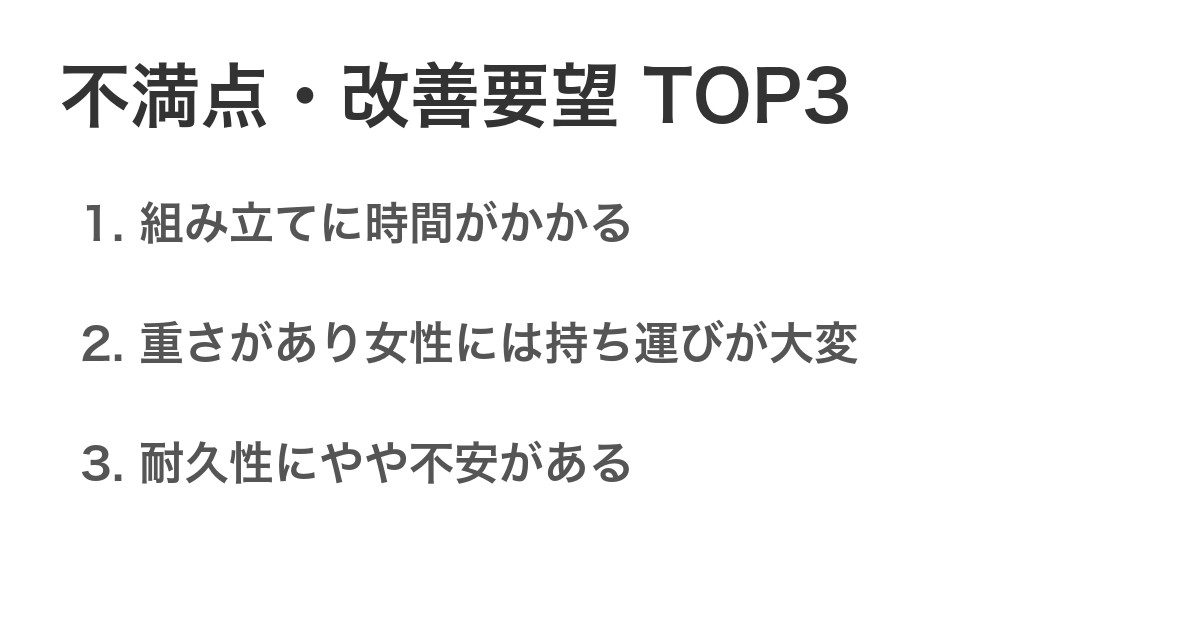 不満点・改善要望TOP3