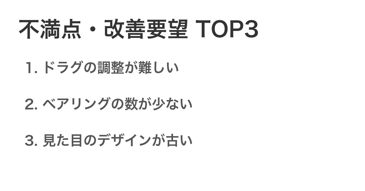 不満点・改善要望TOP3
