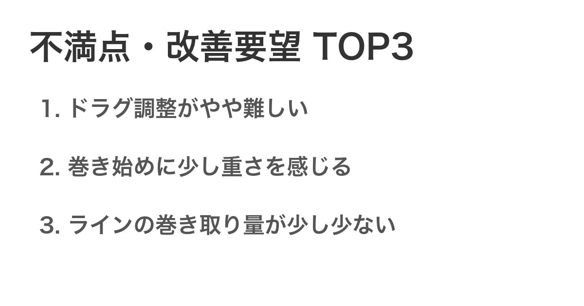 不満点・改善要望TOP3