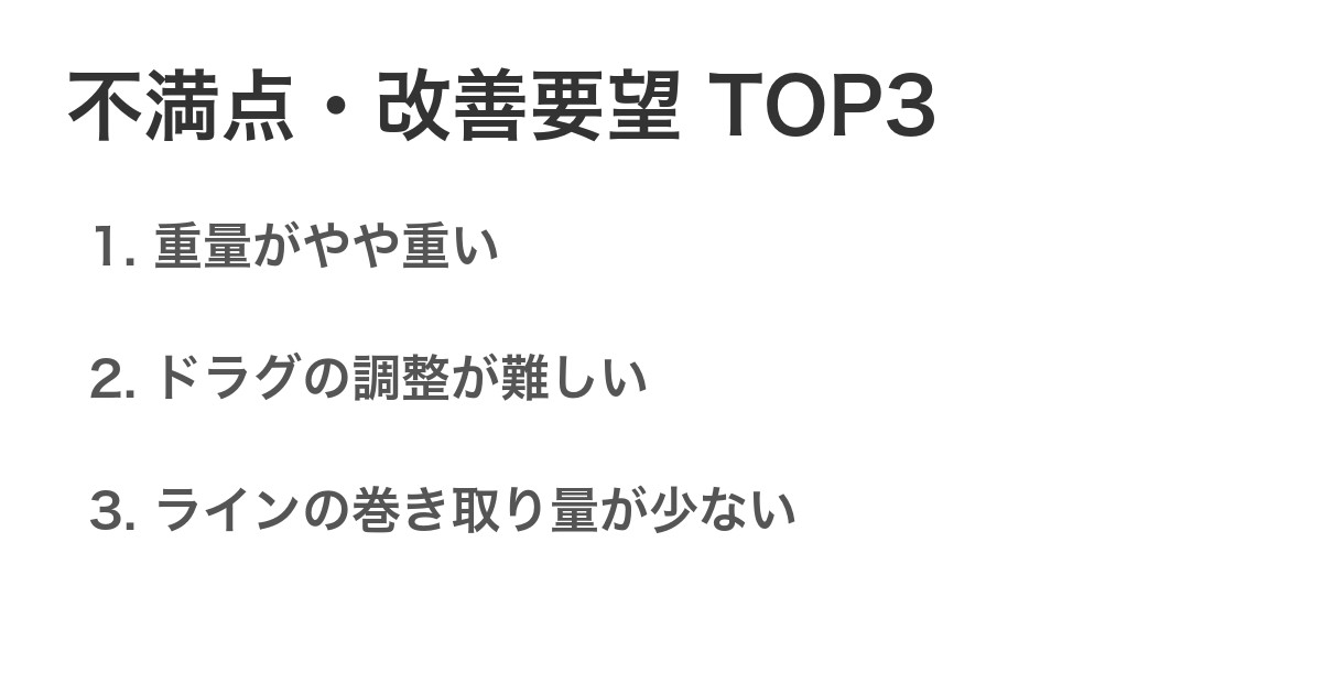 不満点・改善要望TOP3