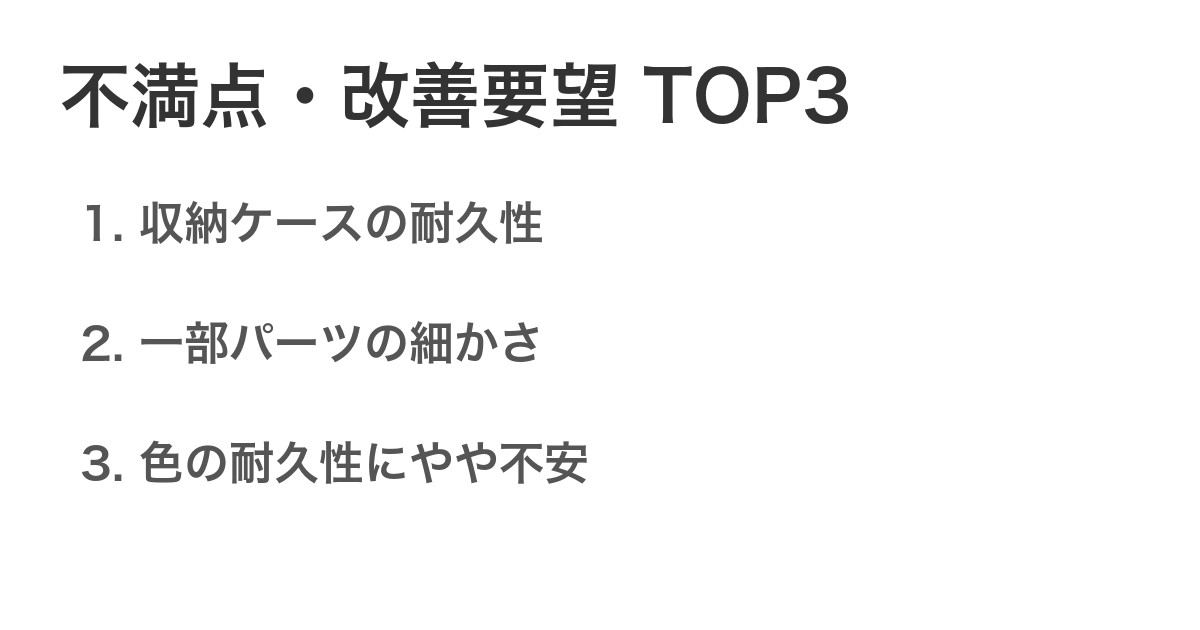 不満点・改善要望TOP3