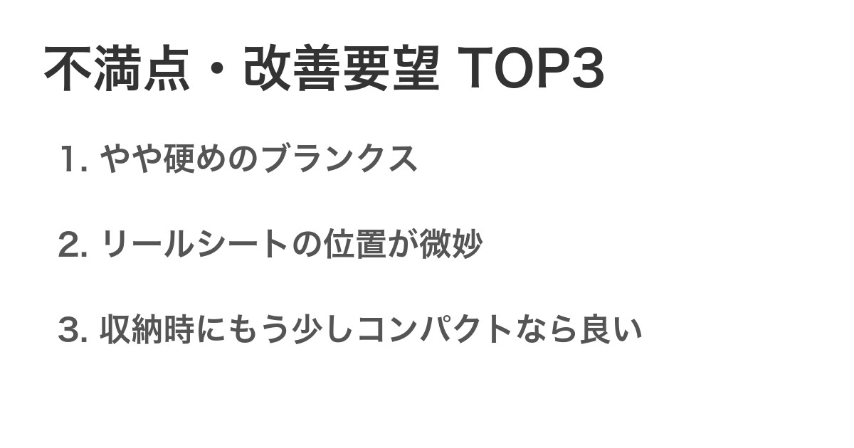 不満点・改善要望TOP3