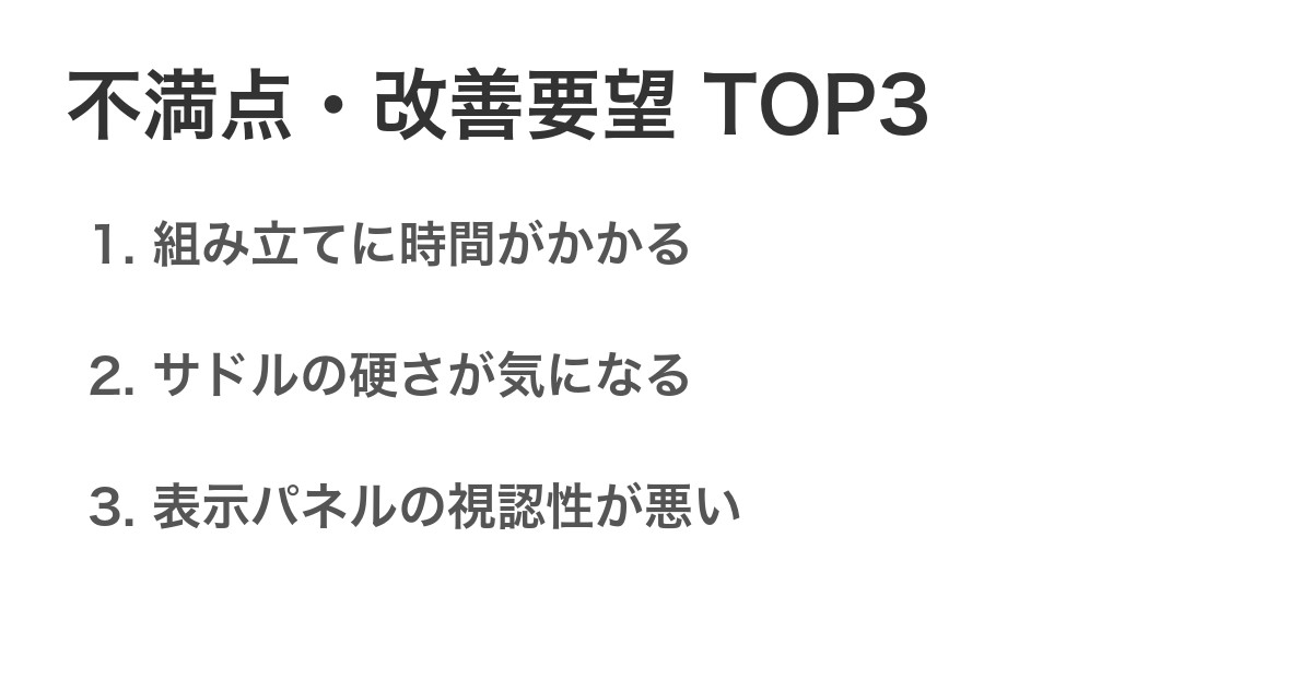 不満点・改善要望TOP3