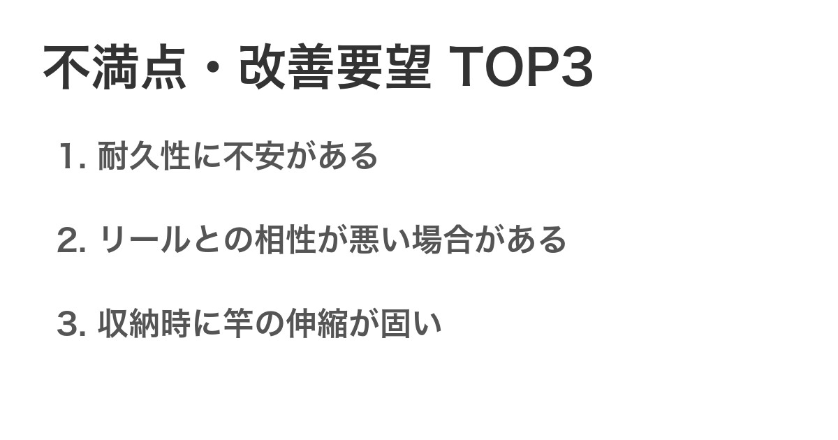 不満点・改善要望TOP3