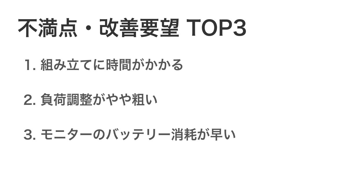 不満点・改善要望TOP3
