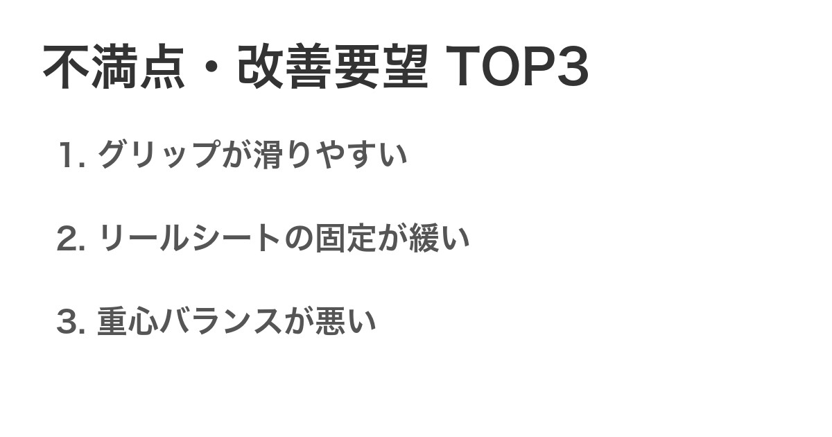 不満点・改善要望TOP3