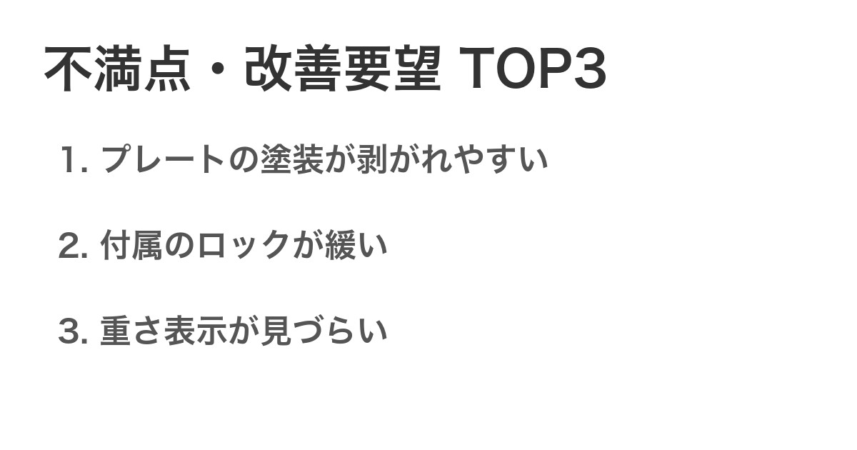 不満点・改善要望TOP3