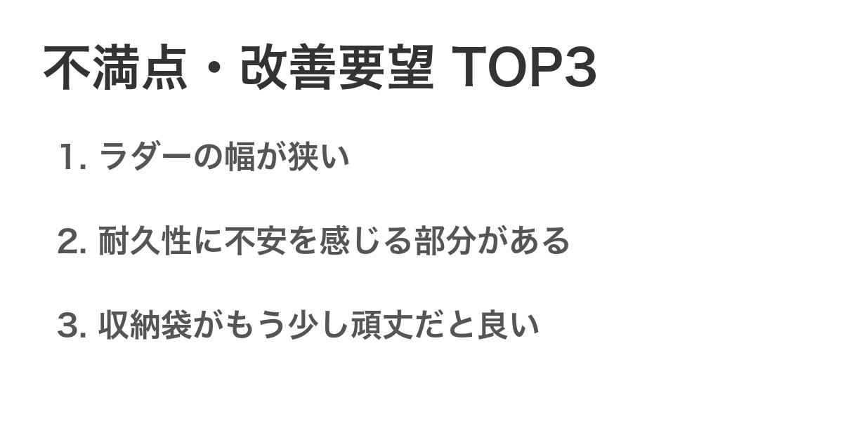 不満点・改善要望TOP3