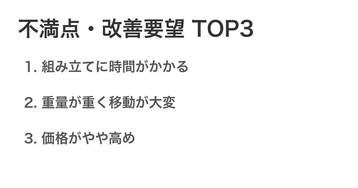 不満点・改善要望TOP3