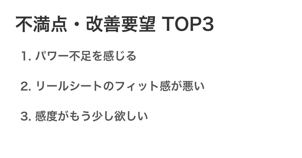 不満点・改善要望TOP3
