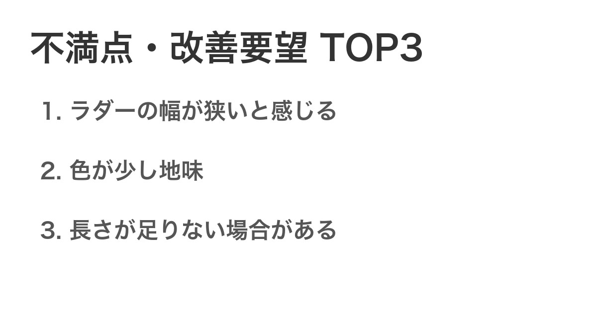不満点・改善要望TOP3