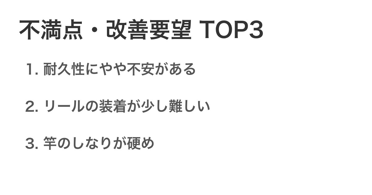 不満点・改善要望TOP3