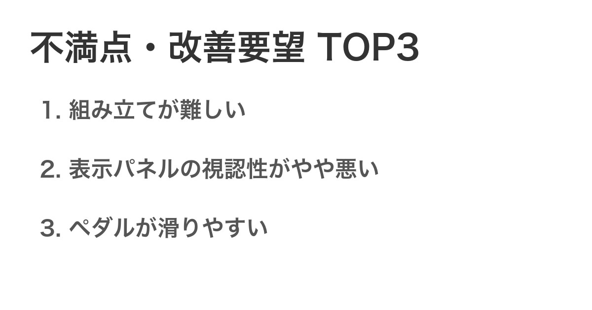 不満点・改善要望TOP3