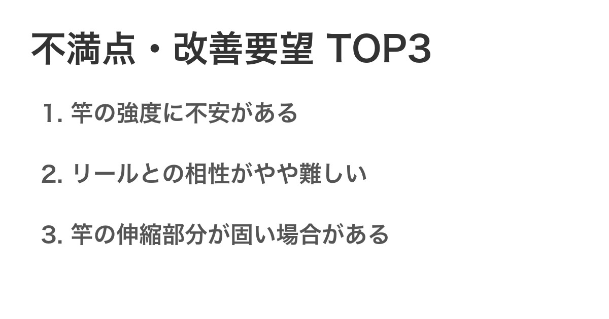 不満点・改善要望TOP3