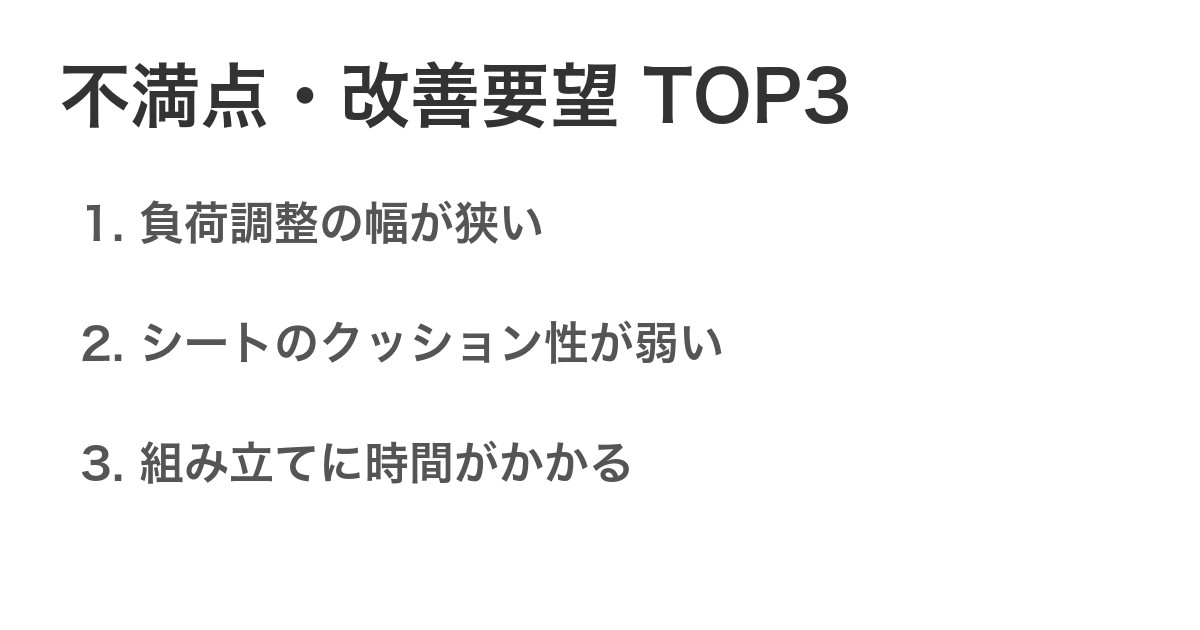 不満点・改善要望TOP3