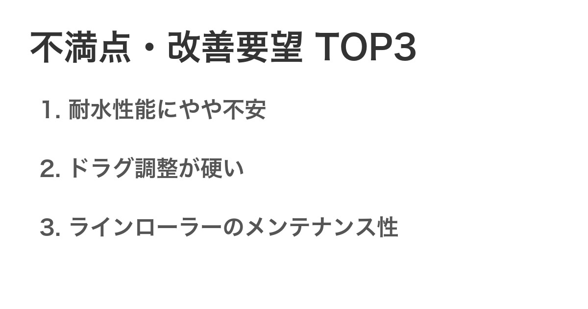 不満点・改善要望TOP3
