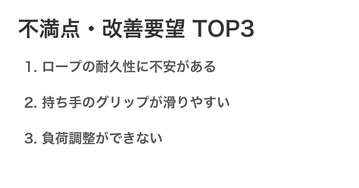 不満点・改善要望TOP3