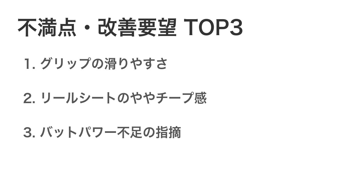 不満点・改善要望TOP3