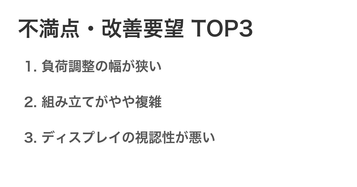 不満点・改善要望TOP3