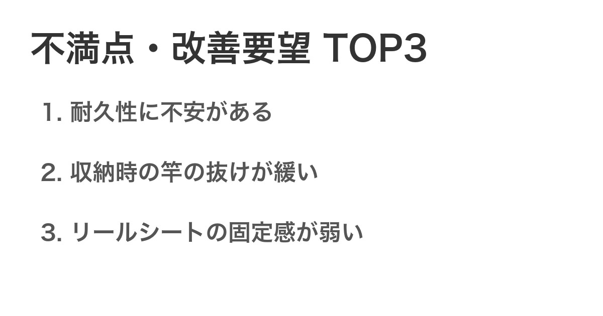 不満点・改善要望TOP3