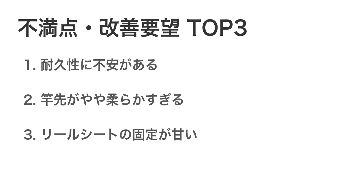 不満点・改善要望TOP3