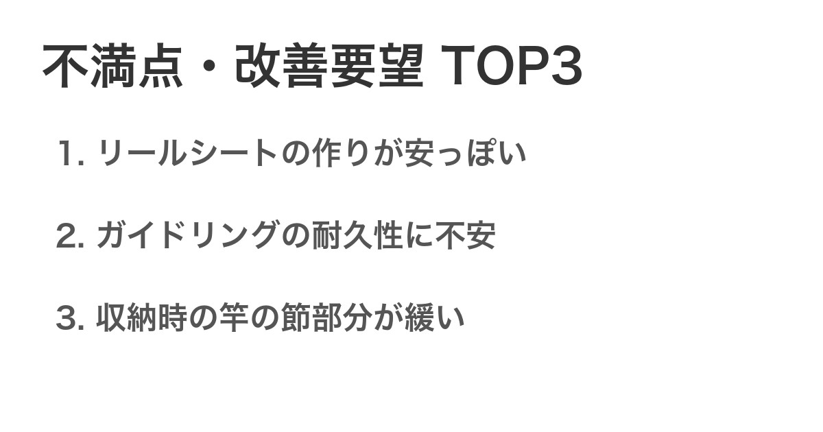 不満点・改善要望TOP3
