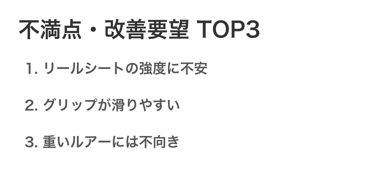 不満点・改善要望TOP3