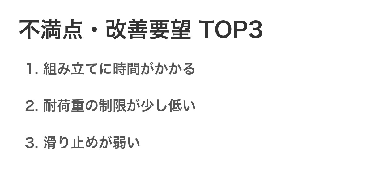 不満点・改善要望TOP3