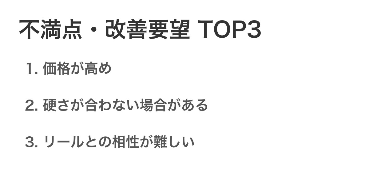 不満点・改善要望TOP3