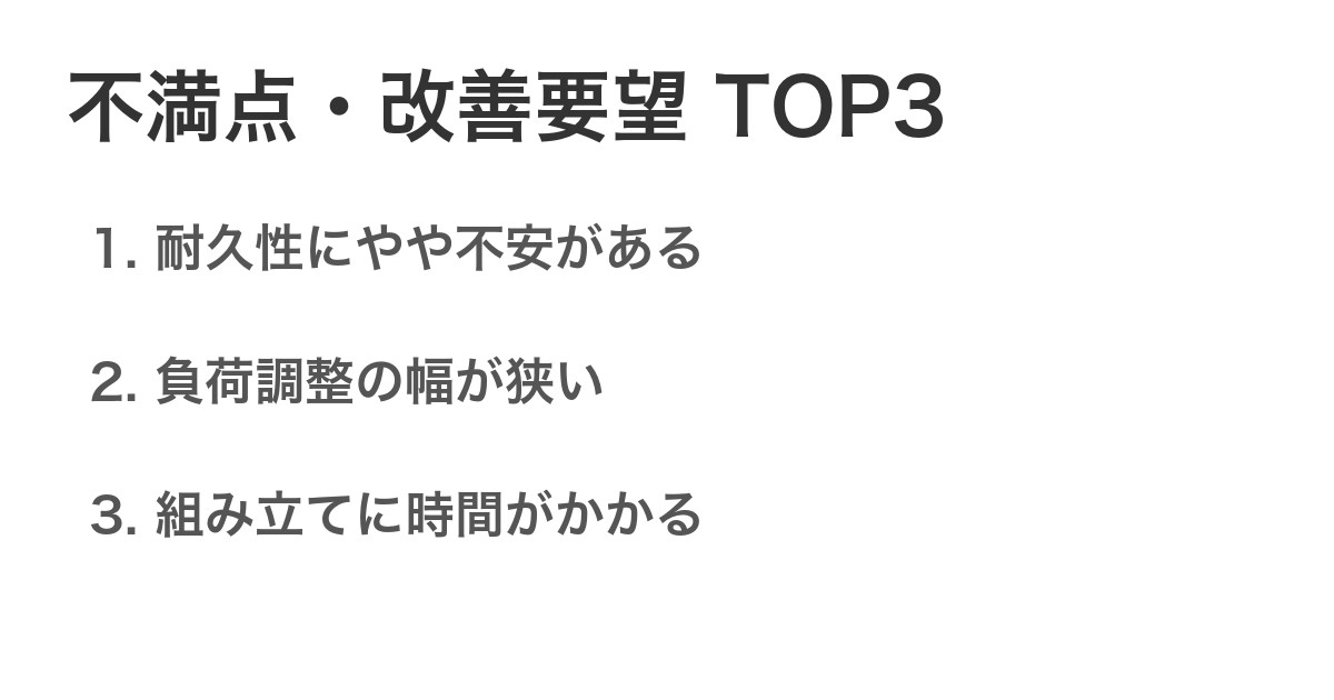 不満点・改善要望TOP3