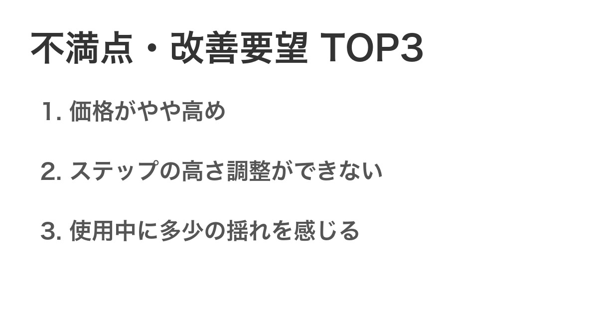 不満点・改善要望TOP3
