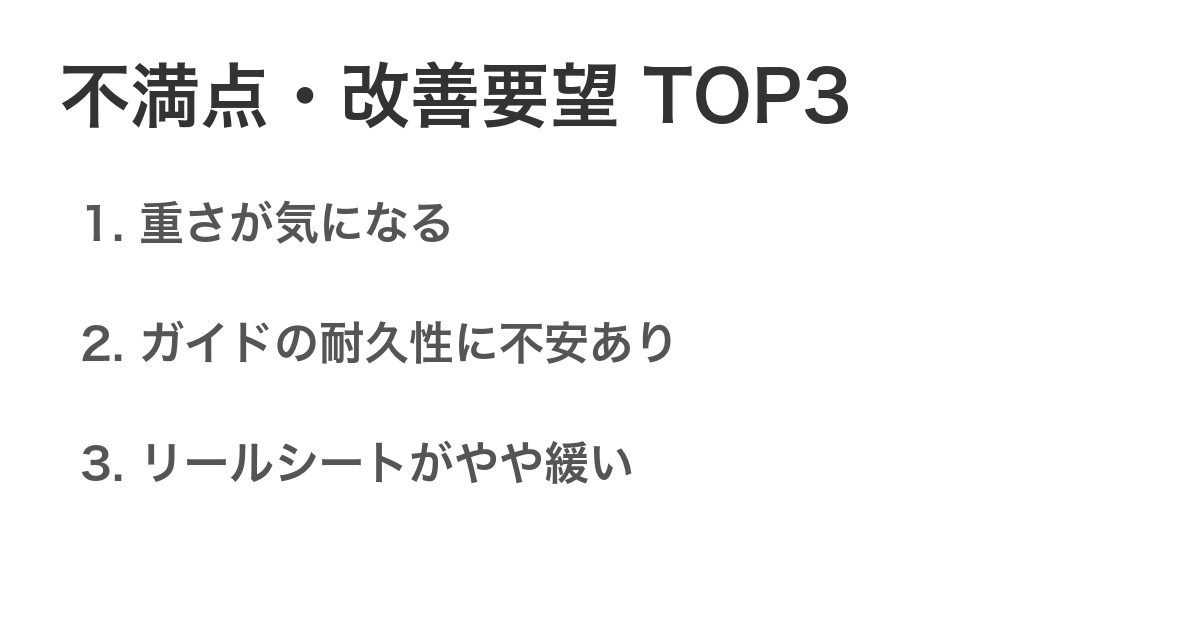 不満点・改善要望TOP3